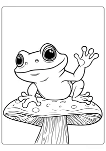 A frog on a fly agaric