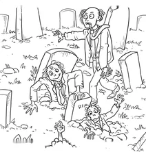 Zombies rising in the graveyard