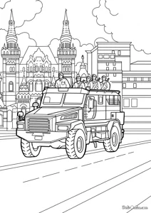 Розмальовка ««Захищений транспортний засіб на Червоній площі»»: роздрукувати, завантажити
